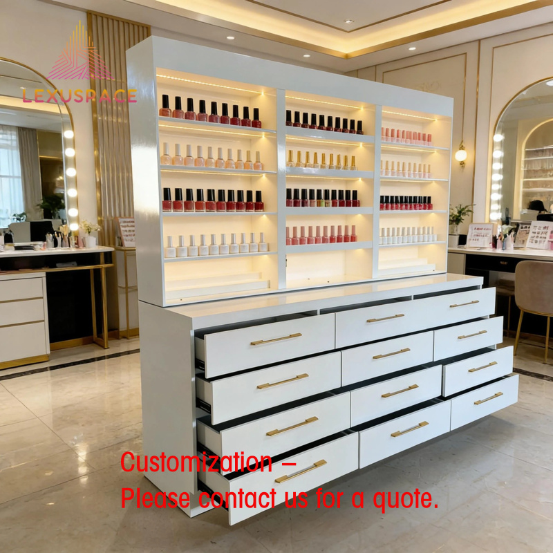 Beauty Hair Makeup - Étagère de présentation en bois sur